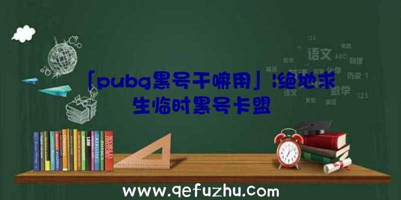 「pubg黑号干嘛用」|绝地求生临时黑号卡盟